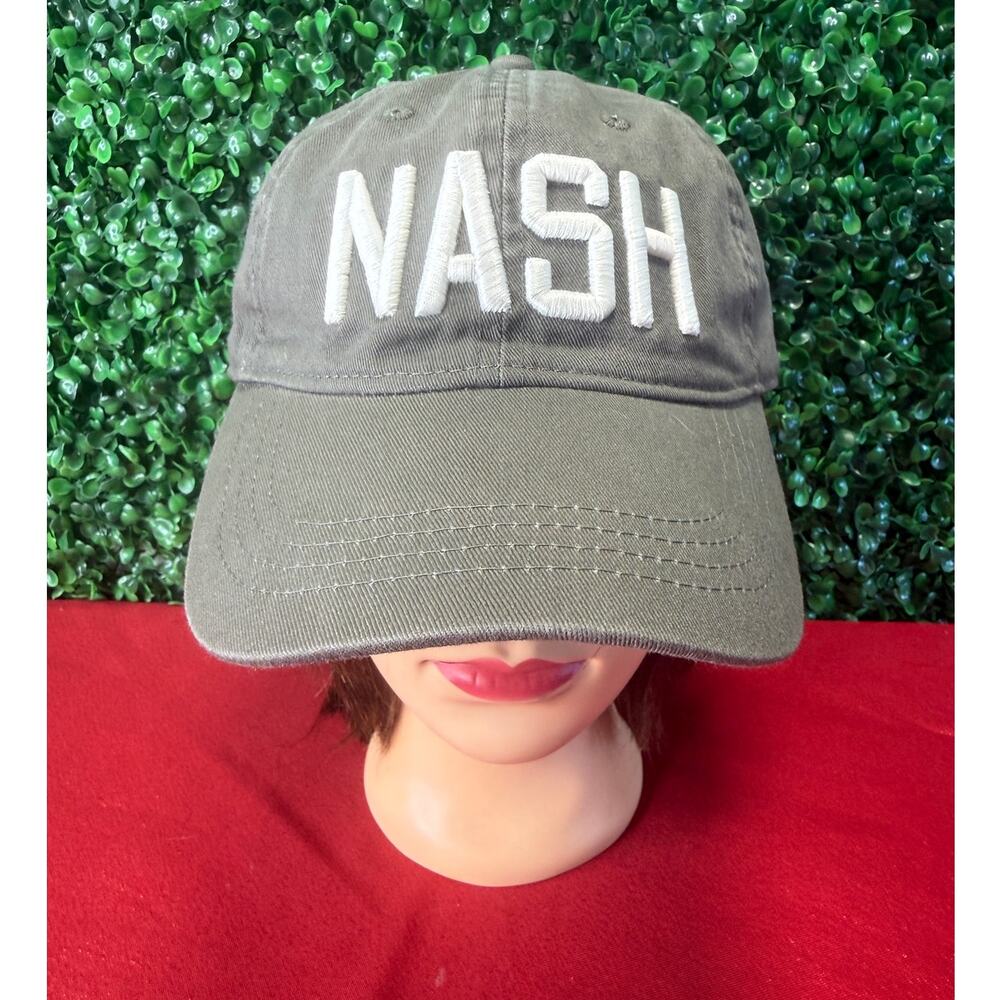 The Nash Collection Olive Green Hat White Embroidered NASH Cap Adjustable